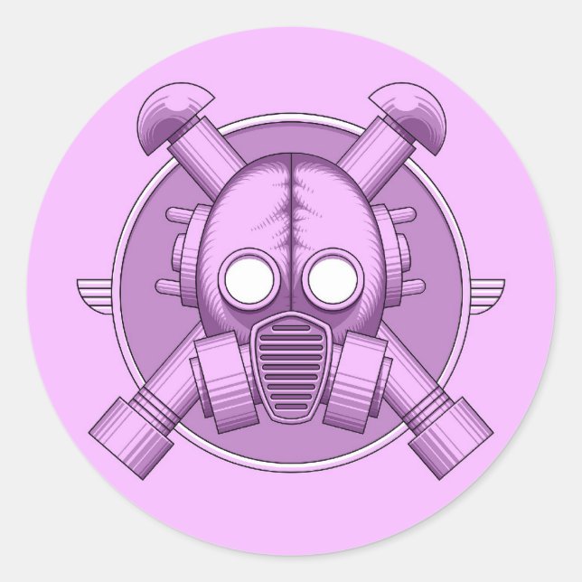 Art Deco Gasmask Lilac Runder Aufkleber (Vorderseite)