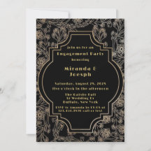 Art Deco Gatsby Black Gold Blume Engagement Party