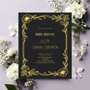 Art Deco Gatsby Black Gold Einladung zum Geburtsta