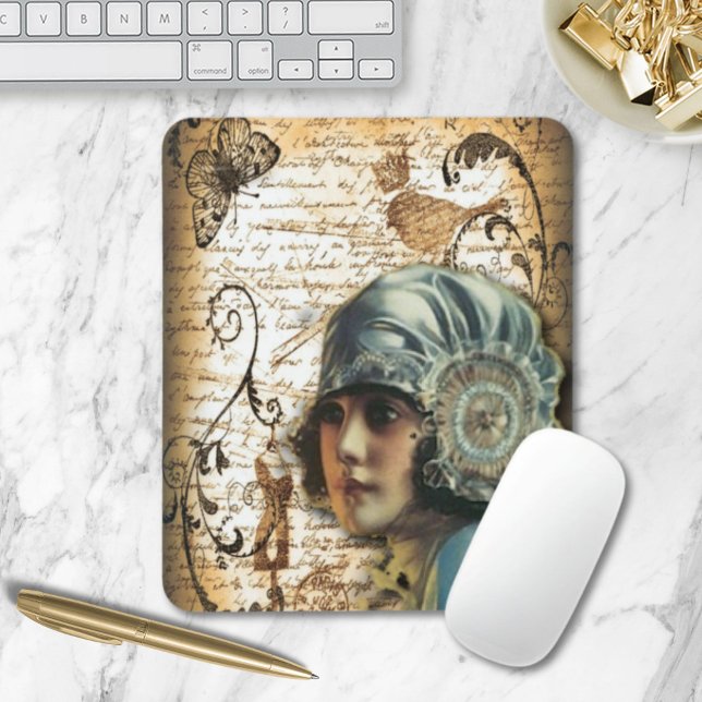 Art Deco Gatsby Girl Parco Civico-Ciani Mousepad (Art Deco Gatsby Girl Paris fashionista Mouse Pad)