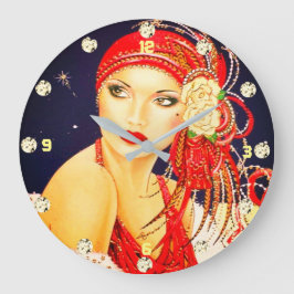 Art Deco Gatsby Girl Wall Clock der 1920er Jahre Große Wanduhr