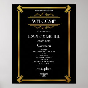 Art Deco Gatsby Hochzeitsposter Poster