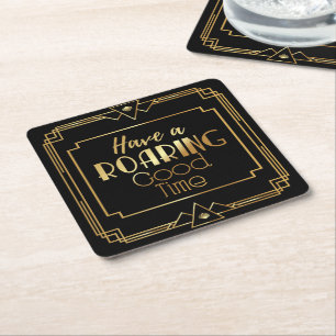 Art Deco Gatsby Inspirred Coasters for Wedding Rechteckiger Pappuntersetzer