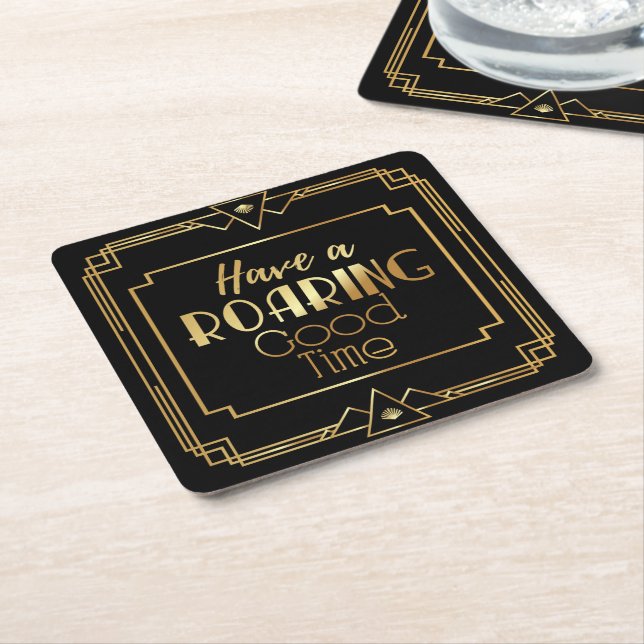 Art Deco Gatsby Inspirred Coasters for Wedding Rechteckiger Pappuntersetzer (angewinkelt)