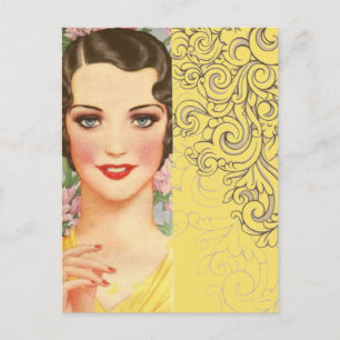 Art Deco Gatsby Mädchen Paris Modepuppe Postkarte