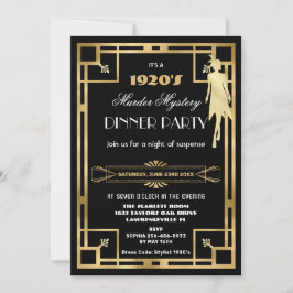 Art Deco Gatsby Roaring 20s Murder Mystery Party Einladung