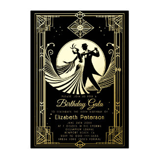 Art Deco Gatsby Roaring 20's Verbot Geburtstag Folieneinladung