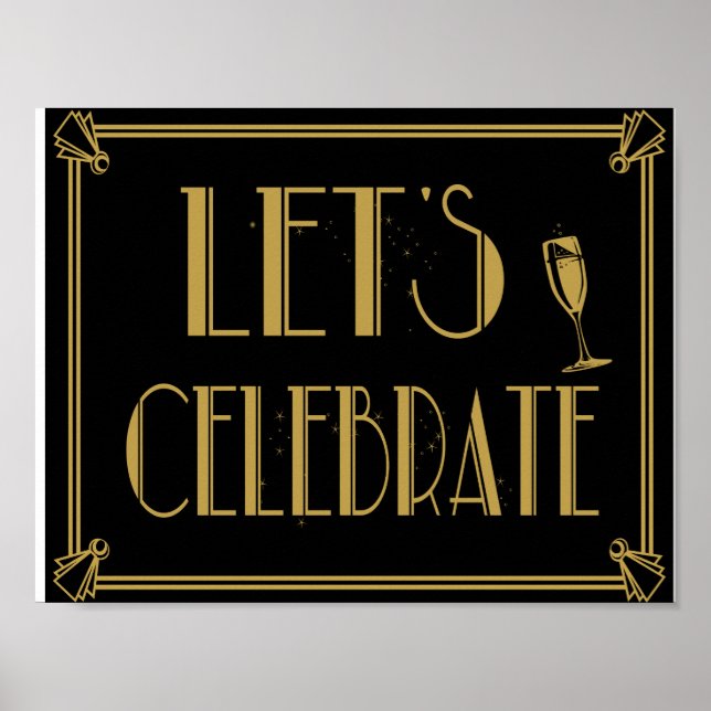 Art Deco Gatsby Stil Lasse Celebrate Party Print Poster (Vorne)