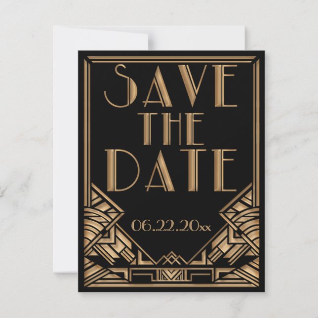 Art Deco Gatsby Style Wedding Save the Date (Vorderseite)