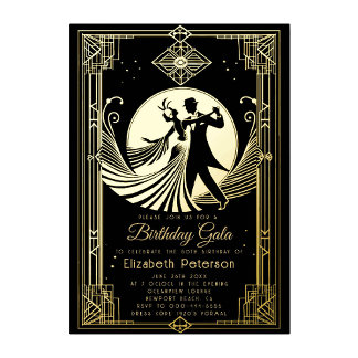 Art Deco Gatsby Verbot Roaring 20 Jahre Geburtstag Folieneinladung