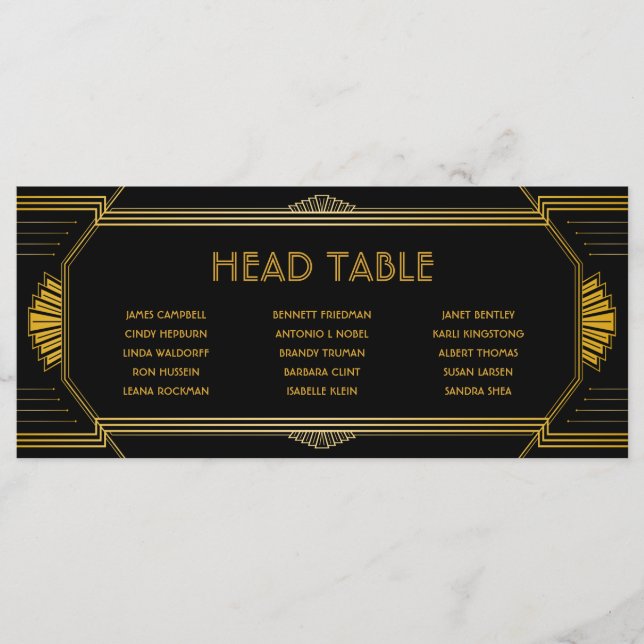 Art Deco Gatsby Wedding Head Table Cards Programm (Vorderseite)