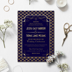 Art Deco Gatsby Wedding Real aus den Vintagen 1920 Folieneinladung