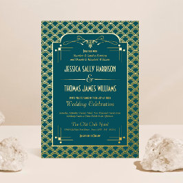 Art Deco Gatsby Wedding Real aus den Vintagen 1920 Folieneinladung