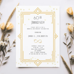 Art Deco Gatsby weiß 60. Hochzeitstag Einladung