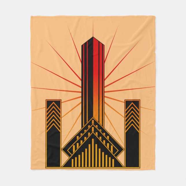 Art Deco Gebäude Fleecedecke (Vorderseite)