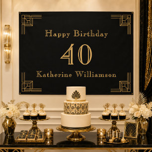Art Deco Geburtstag Schwarz Gold Roaring Twenties Poster