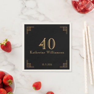 Art Deco Geburtstag Schwarz Gold Roaring Twenties Serviette