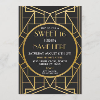Art Deco Geburtstag Sweet 16 Gatsby Party Einladung