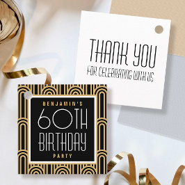 Art Deco Geburtstagsfeier Dankeschön Schwarz für j Geschenkanhänger