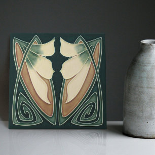 Art Deco, Gelbe Lily Blumen Fliese