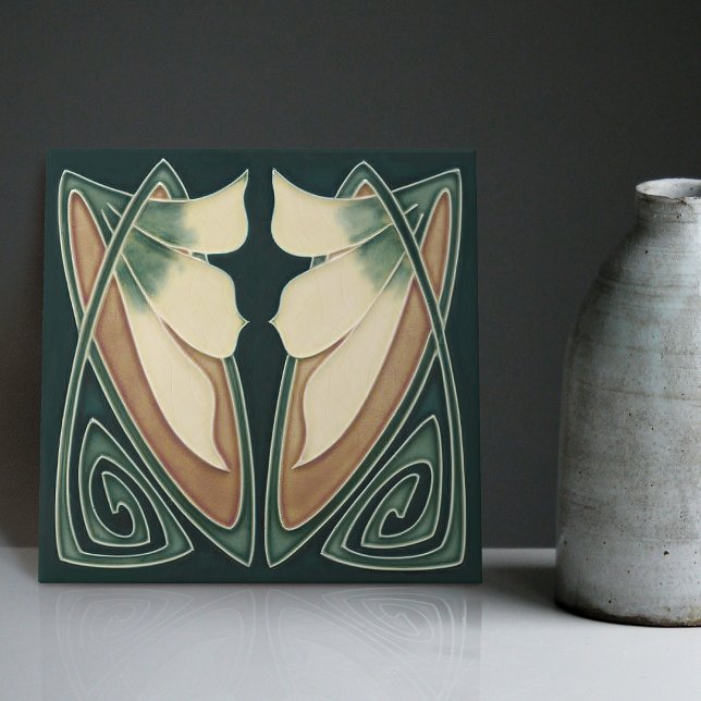 Art Deco, Gelbe Lily Blumen Fliese (Von Creator hochgeladen)