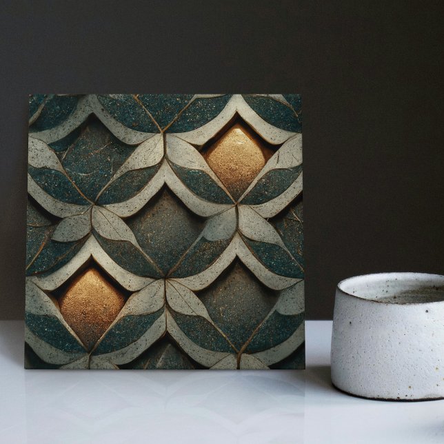 Art Deco Gemusterte Würfel Zwei blaue Deko Art Nou Fliese (Von Creator hochgeladen)