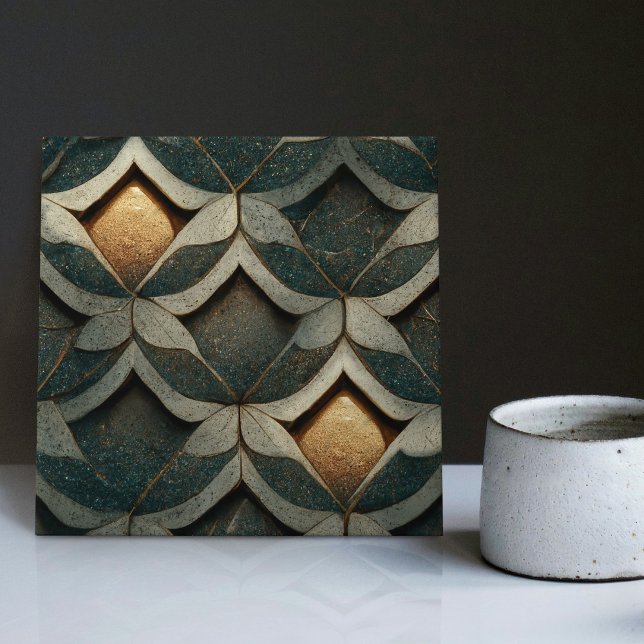 Art Deco Gemusterte Würfel Zwei blaue Deko Art Nou Fliese (Von Creator hochgeladen)