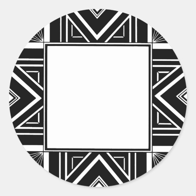 Art Deco Geo Runder Aufkleber (Vorderseite)