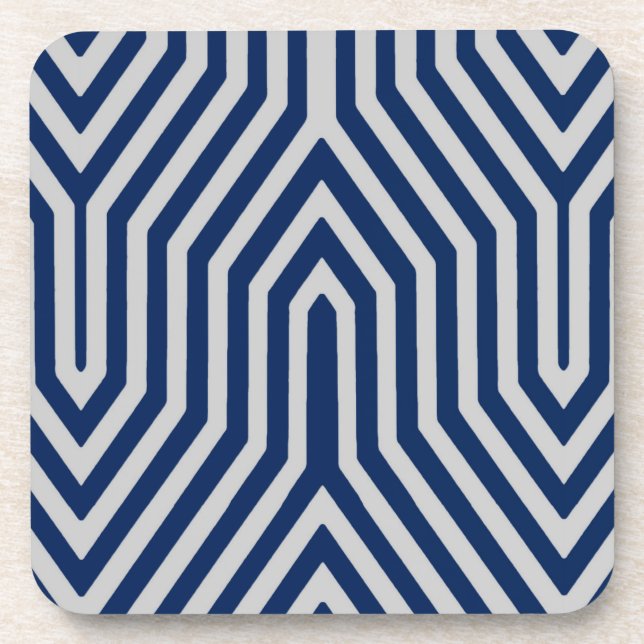 Art Deco Geometric - blau und grau Untersetzer (Vorderseite)