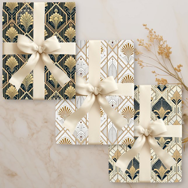 Art Deco Geometric Blüh Geschenkpapier Set (Von Creator hochgeladen)