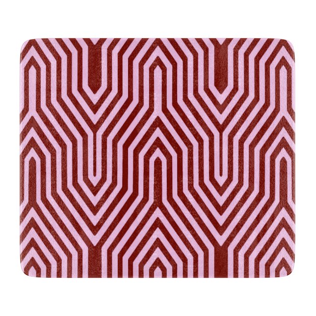 Art Deco Geometric - bordeauxrot und rosa Schneidebrett (Vorderseite)