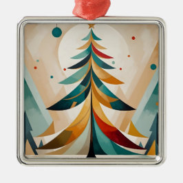 Art Deco Geometric Christmas Feathered Branches Ornament Aus Metall