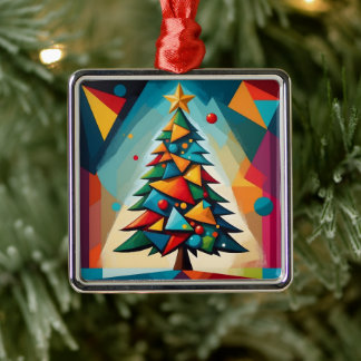 Art Deco Geometric Christmas Tree Triangle Heaven Ornament Aus Metall