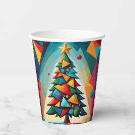Art Deco Geometric Christmas Tree Triangle Heaven Pappbecher
