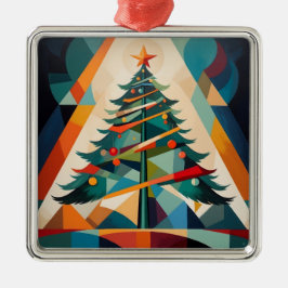 Art Deco Geometric Christmas Tree Triangle Ornament Aus Metall
