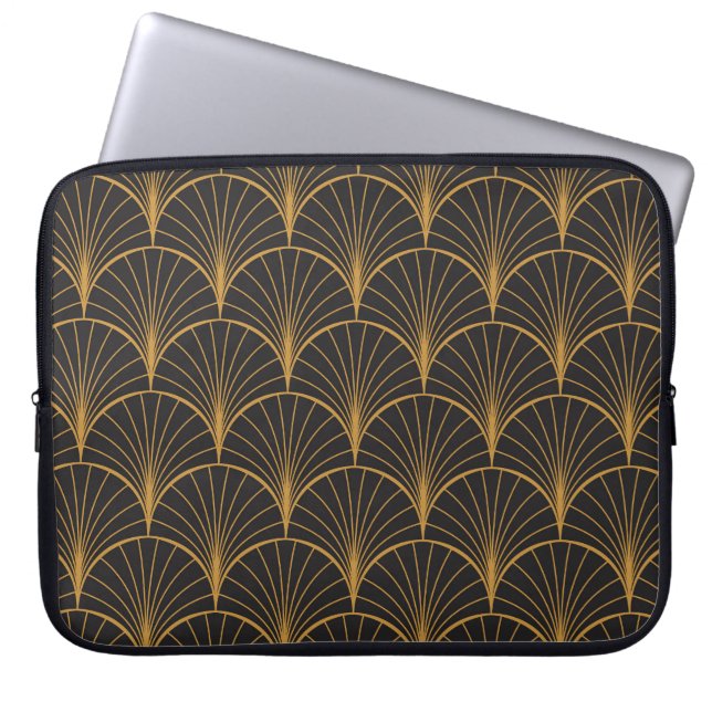 Art Deco Geometric Circles-Muster Laptopschutzhülle (Vorderseite)