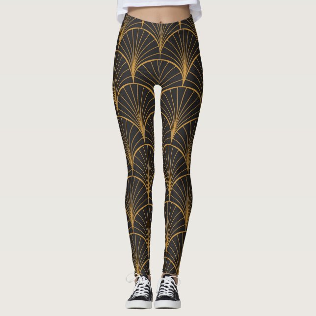 Art Deco Geometric Circles-Muster Leggings (Vorderseite)
