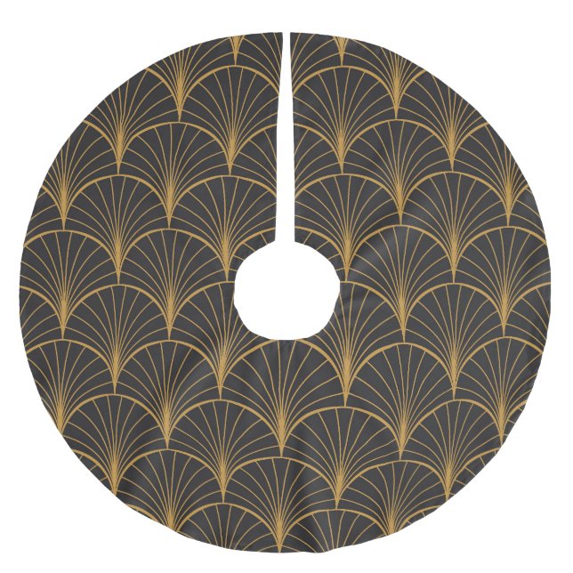 Art Deco Geometric Circles-Muster Polyester Weihnachtsbaumdecke (Vorderseite)
