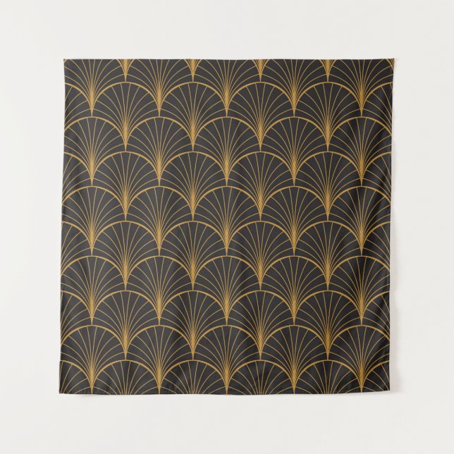 Art Deco Geometric Circles-Muster Wandteppich (Vorderseite)