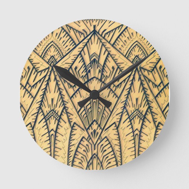 Art Deco Geometric Clock Runde Wanduhr (Vorderseite)