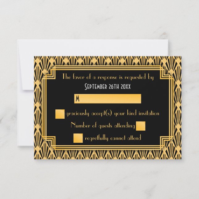 Art Deco Geometric Diamond Muster Wedding RSVP (Vorderseite)