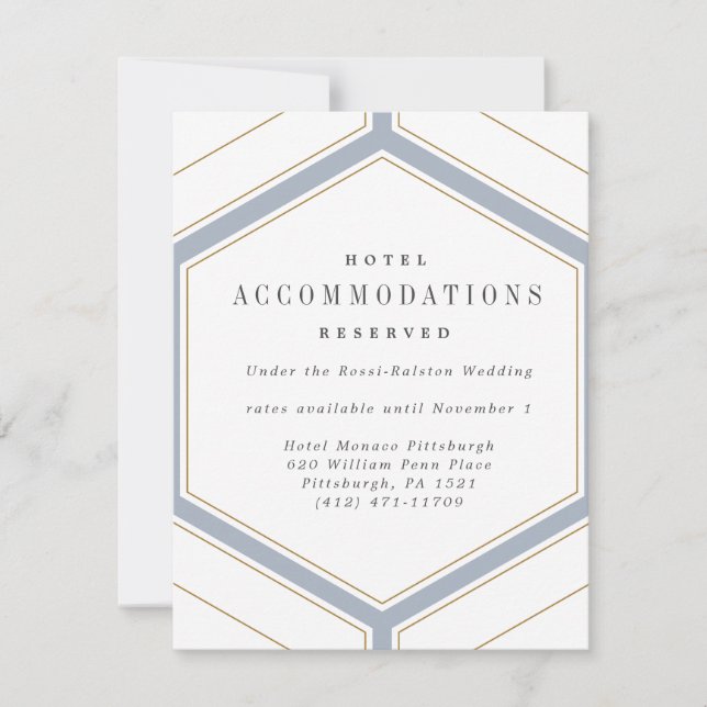 Art Deco Geometric Diamond Wedding Details Card Einladung (Vorderseite)