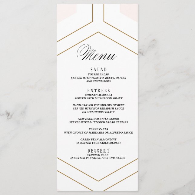 Art Deco Geometric Diamond Wedding Menu Card Menükarte (Vorderseite)