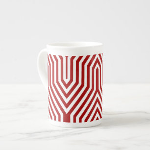 Art Deco Geometric - dunkelrot und weiß Prozellantasse