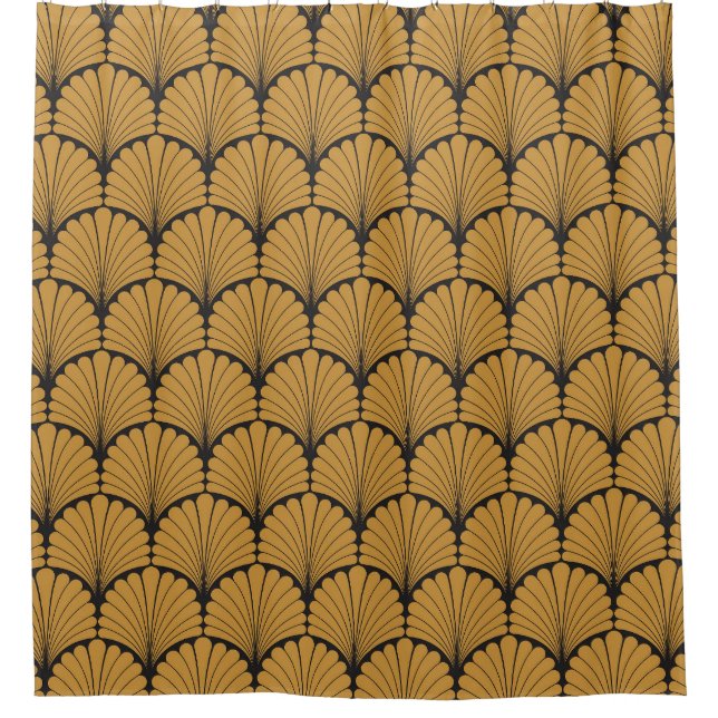 Art Deco Geometric Floral Textur Duschvorhang (Vorderseite)