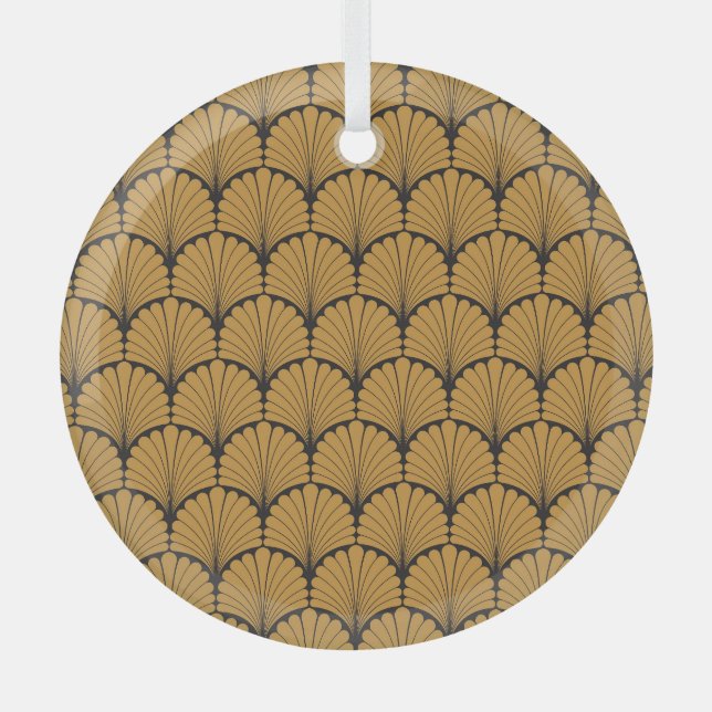 Art Deco Geometric Floral Textur Ornament Aus Glas (Vorderseite)