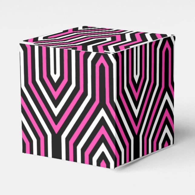 Art Deco Geometric - Fuchsia rosa, schwarz und wei Geschenkschachtel (Vorderseite)