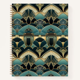 Art Deco Geometric Gemustert Spiral Notebook Notizbuch