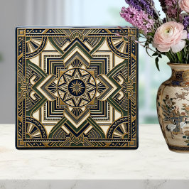 Art Deco Geometric Gold Green Blue Ceramic Tile Fliese