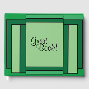 Art Deco Geometric Green Black Guest Book Gästebuch